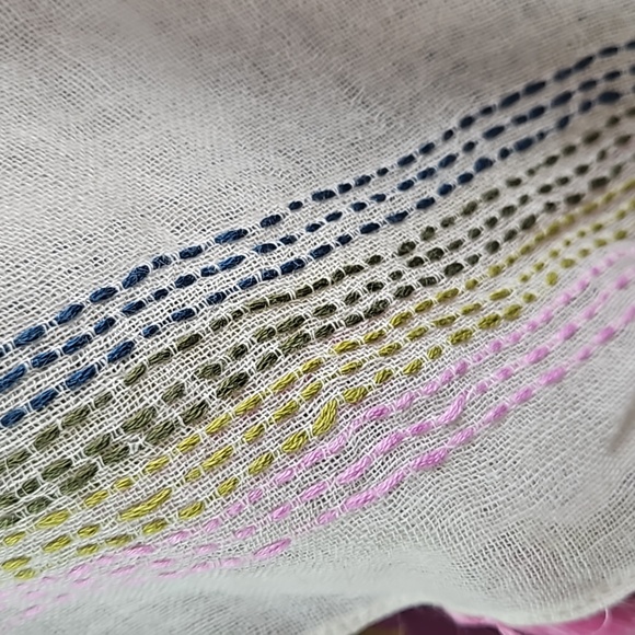 Tory Burch | NWT Women's Wool Tassel Fringe Embroidered Blanket Stitch Scarf - Picture 5 of 11